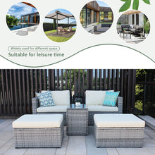 Load image into Gallery viewer, 5 Pieces Outdoor Patio Wicker Sofa Set Grey Rattan and Beige Cushion with Weather Protecting Cover-5
