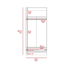 Load image into Gallery viewer, 180 Armoire Beery, Double Door, Metal Rod, One Drawer, Light Gray Finish-8
