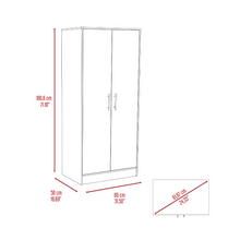 Load image into Gallery viewer, 180 Armoire Beery, Double Door, Metal Rod, One Drawer, White Finish-7
