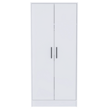 Load image into Gallery viewer, 180 Armoire Beery, Double Door, Metal Rod, One Drawer, White Finish-3
