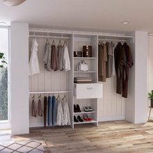 Load image into Gallery viewer, 250 Closet System British, One Drawer, Three Metal Rods, White Finish-1
