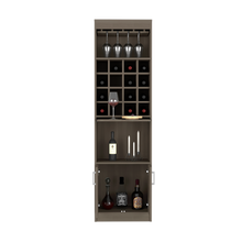Load image into Gallery viewer, Bar cabinet Modoc, One Extendable Shelf, Sixteen Wine Cubbies, One Shelf, Smokey Oak Finish-3
