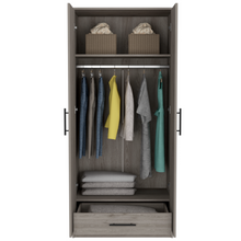 Load image into Gallery viewer, 180 Armoire Beery, Double Door, Metal Rod, One Drawer, Light Gray Finish-2
