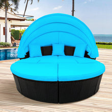 Load image into Gallery viewer, TOPMAX Outdoor Rattan Daybed Sunbed with Canopy, Round Sectional Sofa Set (Blue)-8
