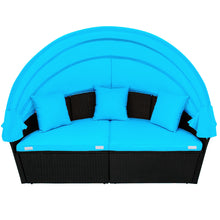 Load image into Gallery viewer, TOPMAX Outdoor Rattan Daybed Sunbed with Canopy, Round Sectional Sofa Set (Blue)-18
