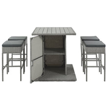 Load image into Gallery viewer, TOPMAX 5-Piece Rattan Dining Table Set with Storage Shelf (Gray)-4
