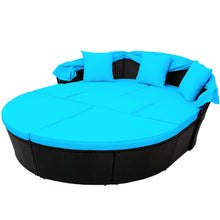 Load image into Gallery viewer, TOPMAX Outdoor Rattan Daybed Sunbed with Canopy, Round Sectional Sofa Set (Blue)-11
