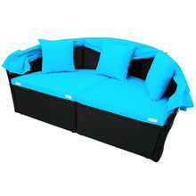 Load image into Gallery viewer, TOPMAX Outdoor Rattan Daybed Sunbed with Canopy, Round Sectional Sofa Set (Blue)-17
