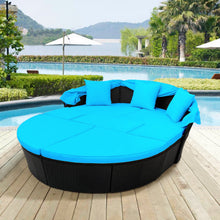 Load image into Gallery viewer, TOPMAX Outdoor Rattan Daybed Sunbed with Canopy, Round Sectional Sofa Set (Blue)-10
