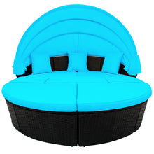 Load image into Gallery viewer, TOPMAX Outdoor Rattan Daybed Sunbed with Canopy, Round Sectional Sofa Set (Blue)-14
