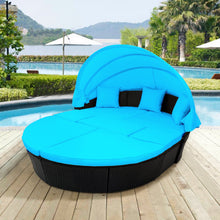 Load image into Gallery viewer, TOPMAX Outdoor Rattan Daybed Sunbed with Canopy, Round Sectional Sofa Set (Blue)-6
