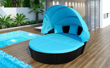 Load image into Gallery viewer, TOPMAX Outdoor Rattan Daybed Sunbed with Canopy, Round Sectional Sofa Set (Blue)-3
