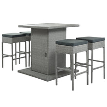 Load image into Gallery viewer, TOPMAX 5-Piece Rattan Dining Table Set with Storage Shelf (Gray)-3
