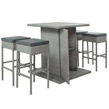 Load image into Gallery viewer, TOPMAX 5-Piece Rattan Dining Table Set with Storage Shelf (Gray)-2
