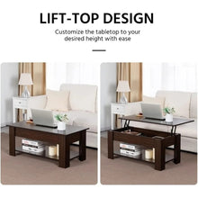 Load image into Gallery viewer, Lift Top Coffee Table with Hidden Compartment and Storage Shelf
