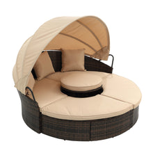 Load image into Gallery viewer, TOPMAX Rattan Round Lounge with Canopy and Lift Coffee Table-3
