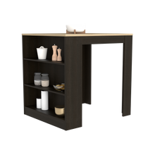 Load image into Gallery viewer, Kitchen Counter Dining Table Toledo, Three Side Shelves, Black Wengue / Pine Finish-2
