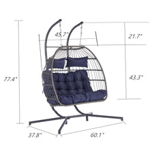 Load image into Gallery viewer, 2 Person Outdoor Rattan Hanging Chair Patio Wicker Egg Chair-3
