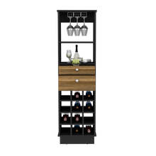 Load image into Gallery viewer, Bar Cabinet Bureck, Two Drawers, Twelve Wine Cubbies, Black Wengue / Walnut Finish-6
