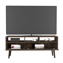 Load image into Gallery viewer, Tv Stand for TV´s up 52&quot; Bull, Three Open Shelves, Two Flexible Drawers, Dark Walnut Finish-4
