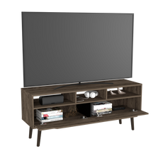 Load image into Gallery viewer, Tv Stand for TV´s up 52&quot; Bull, Three Open Shelves, Two Flexible Drawers, Dark Walnut Finish-3
