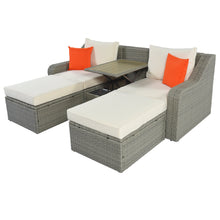 Load image into Gallery viewer, U_STYLE Patio Furniture Sets, 3-Piece Patio Wicker Sofa with  Cushions, Pillows, Ottomans and Lift Top Coffee Table-2
