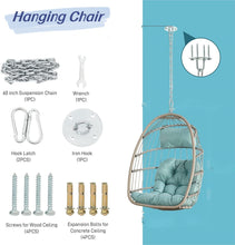 Load image into Gallery viewer, Outdoor Garden Rattan Egg Swing Chair Hanging Chair Wood+Red-6
