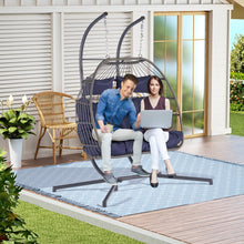 Load image into Gallery viewer, 2 Person Outdoor Rattan Hanging Chair Patio Wicker Egg Chair-1
