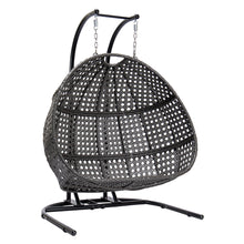 Load image into Gallery viewer, TOPMAX Hanging Double-Seat Swing Chair with Stand (Charcoal Wicker)-10
