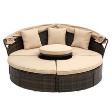 Load image into Gallery viewer, TOPMAX Rattan Round Lounge with Canopy and Lift Coffee Table-2
