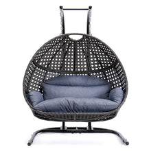 Load image into Gallery viewer, TOPMAX Hanging Double-Seat Swing Chair with Stand (Charcoal Wicker)-0
