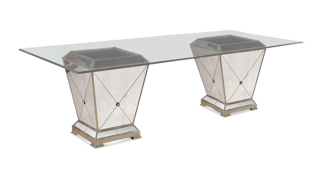 BMC Borghese Double Pedestal Dining Table with Rectangular Glass Top
