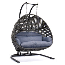 Load image into Gallery viewer, TOPMAX Hanging Double-Seat Swing Chair with Stand (Charcoal Wicker)-1
