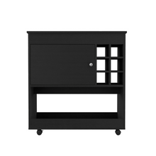Load image into Gallery viewer, Bar Cart Aloha, Lower Panel, Six Bottle Cubbies, One Cabinet, Black Wengue Finish-3
