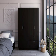 Load image into Gallery viewer, Double Door Armoire Alpes, One Drawer, Black Wengue / White Finish-0
