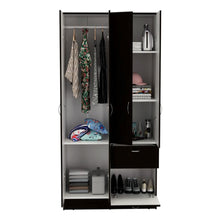 Load image into Gallery viewer, Double Door Armoire Alpes, One Drawer, Black Wengue / White Finish-3
