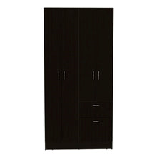 Load image into Gallery viewer, Double Door Armoire Alpes, One Drawer, Black Wengue / White Finish-4
