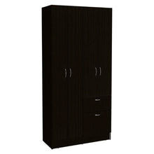 Load image into Gallery viewer, Double Door Armoire Alpes, One Drawer, Black Wengue / White Finish-5
