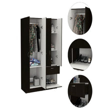 Load image into Gallery viewer, Double Door Armoire Alpes, One Drawer, Black Wengue / White Finish-2

