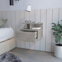 Load image into Gallery viewer, Nightstand Floating Flopini with 1-Drawer and Shelves, Concrete Gray Finish-1
