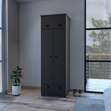 Load image into Gallery viewer, Armoire with Two-Doors Dumas, Top Hinged Drawer and 1-Drawer, Black Wengue Finish-0
