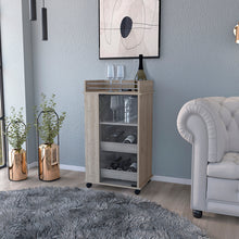 Load image into Gallery viewer, Bar Cart with Two-Side Shelves Beaver, Glass Door and Upper Surface, Light Gray Finish-0
