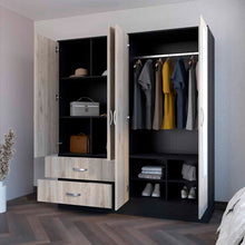 Load image into Gallery viewer, Armoire Ron, Double Door Cabinet, Black Wengue/ Light Gray Finish-1
