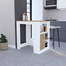 Load image into Gallery viewer, Kitchen Island Wynne with Storage and Cabinet, White / Macadamia Finish-0
