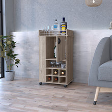 Load image into Gallery viewer, Bar Cart with Casters Reese, Six Wine Cubbies and Single Door, Light Gray Finish-1
