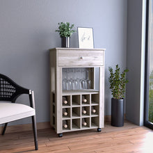 Load image into Gallery viewer, Bar Cart Bayamon, Twelve Wine Cubbies, Four Legs, Light Gray Finish-0
