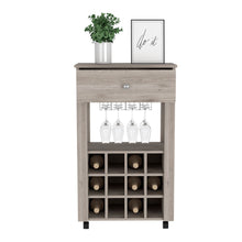 Load image into Gallery viewer, Bar Cart Bayamon, Twelve Wine Cubbies, Four Legs, Light Gray Finish-2
