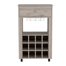 Load image into Gallery viewer, Bar Cart Bayamon, Twelve Wine Cubbies, Four Legs, Light Gray Finish-3
