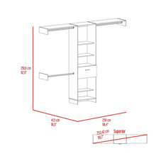 Load image into Gallery viewer, 250 Closet System British, One Drawer, Three Metal Rods, White Finish-6
