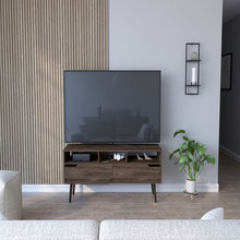 Load image into Gallery viewer, Tv Stand for TV´s up 52&quot; Bull, Three Open Shelves, Two Flexible Drawers, Dark Walnut Finish-0
